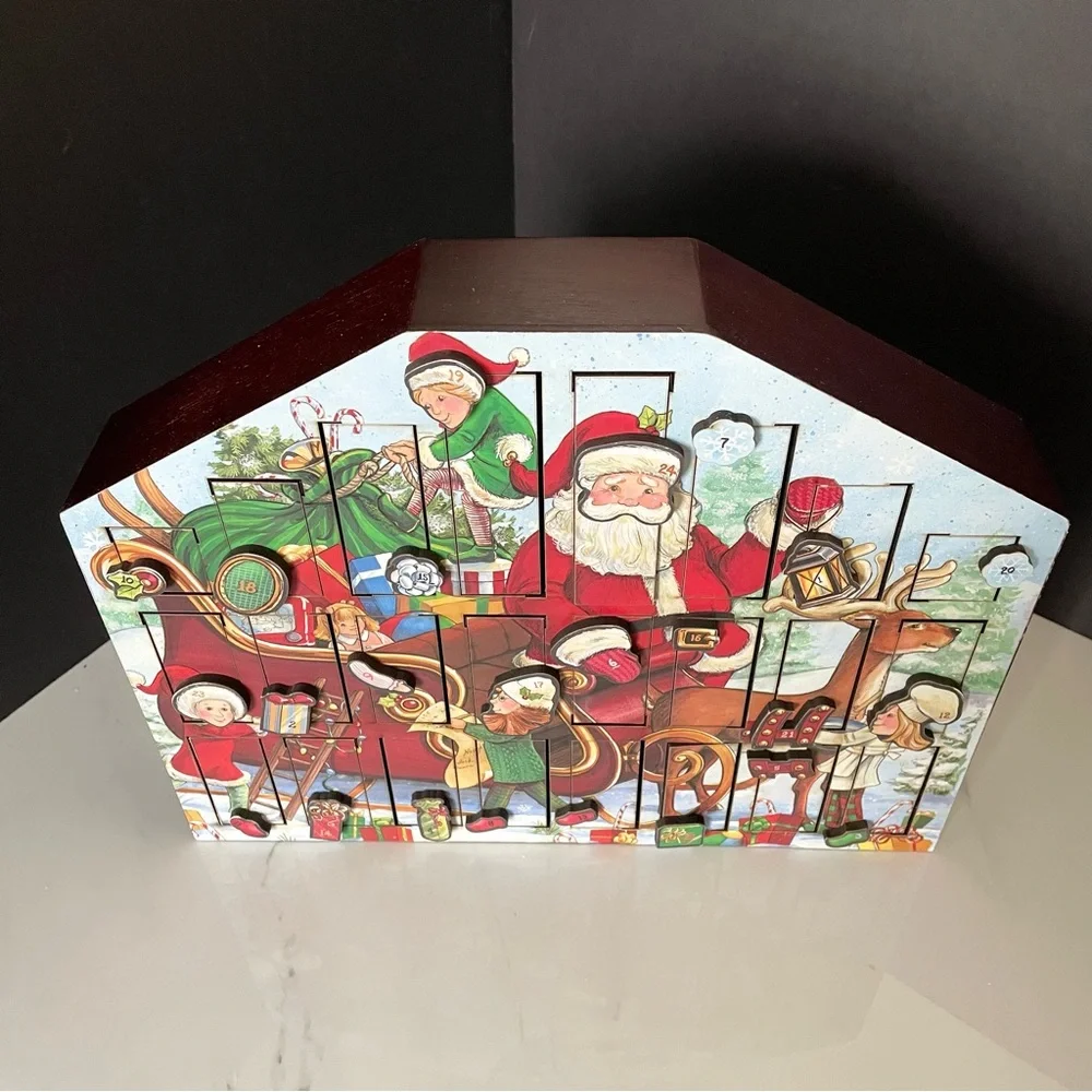 Santa with Elves & Sleigh Advent Calendar Box by Byers' Choice